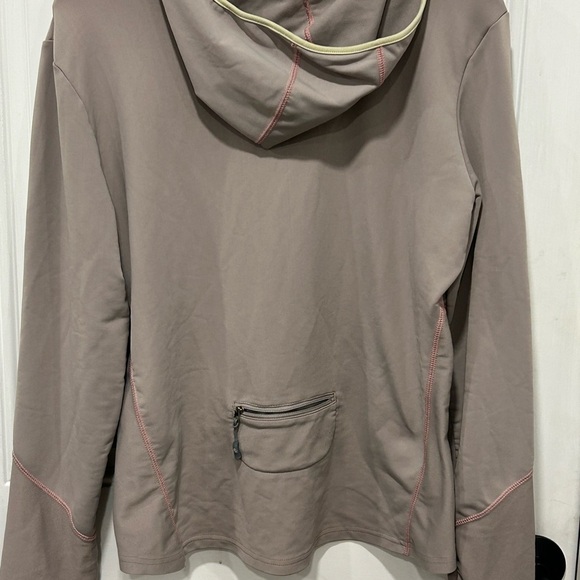 Athleta Pullover Womens L Gray Half Zip Performance Top with Hood, Run Jog - Picture 4 of 7